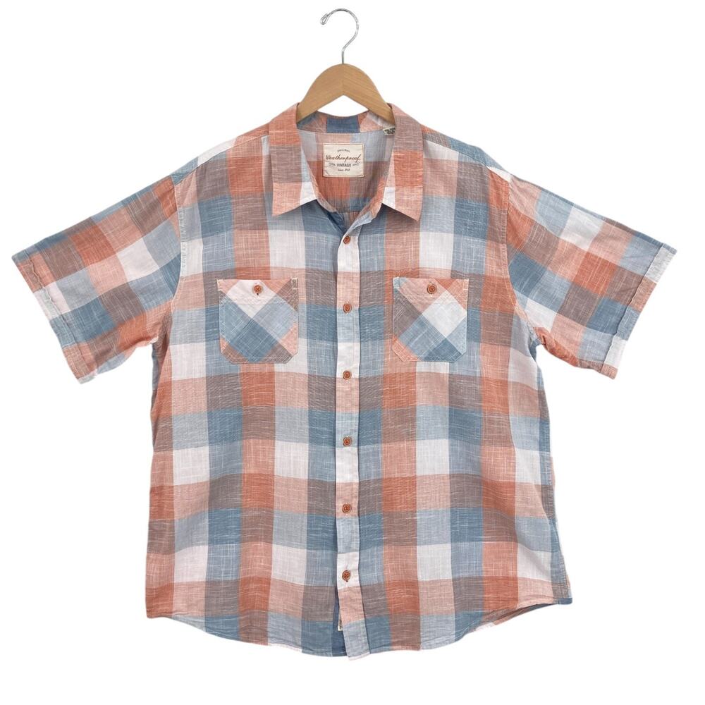 Weatherproof Vintage Shirt Mens 2XL Multi Plaid Short Sleeve Button Down